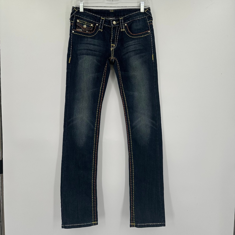 Vintage Y2K True Religion Joey Super T Low Rise Dark Wash Skinny Jeans 27